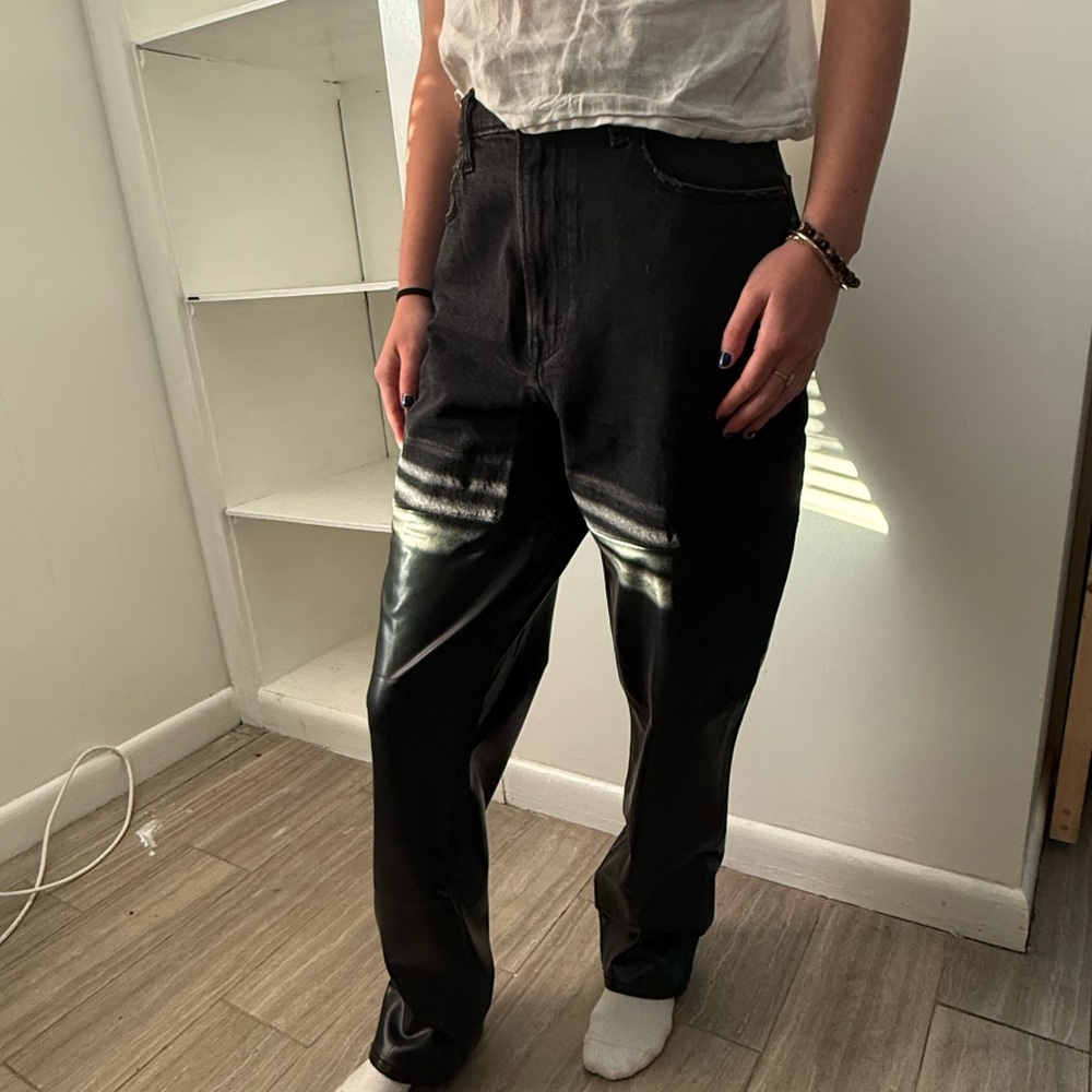 Black/faux leather Jeans